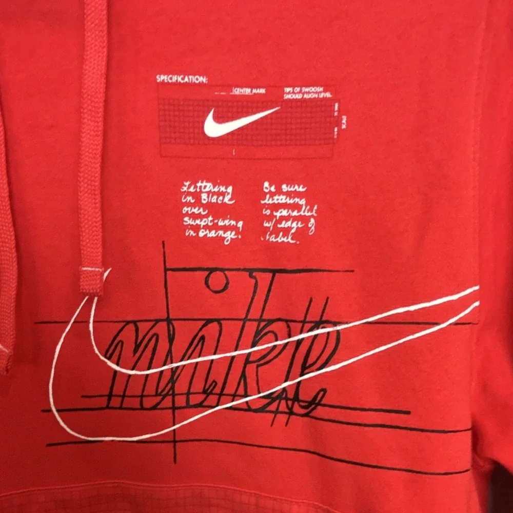 Nike‎ Red Polka Dot Graphic Print Hoodie Pullover Streetwear Casual Size Small